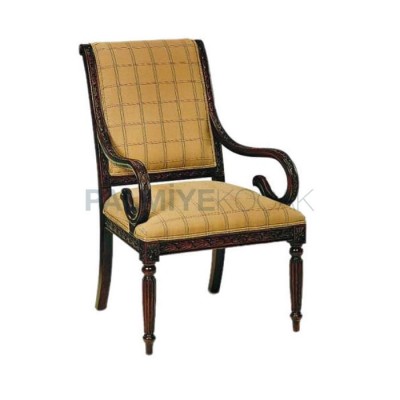 Ceviz Sandalye Kollu Ahşap Klasik Boyalı