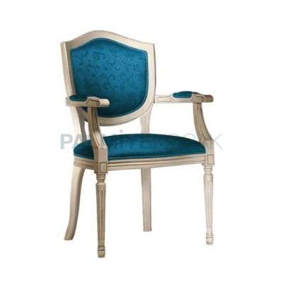 Kollu Klasik Döşemeli Mavi Sandalye