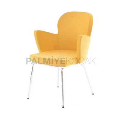Kollu Poliüretan Ayaklı Boru Kumaşlı Sarı Sandalye