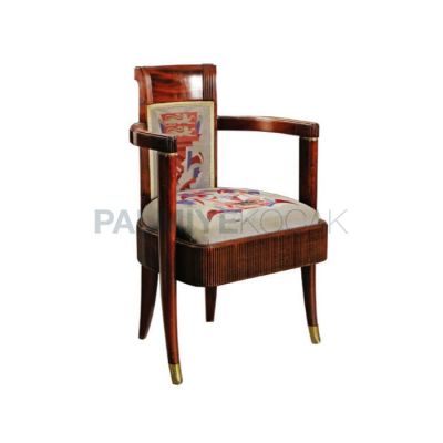 Kumaşlı Desenli Boyalı Ahşap Kollu Klasik Sandalye