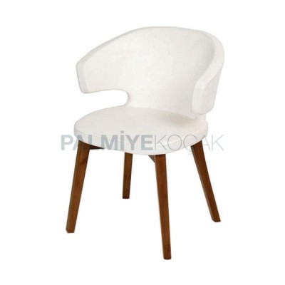 Poliüretan Boyalı Renk Ceviz Derili Beyaz Sandalye