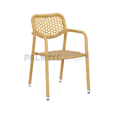Kollu Rattan Sarı Sandalye
