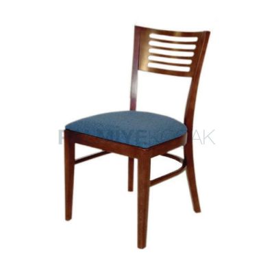 Restoranı Otel Minderli Mavi Cilalı Ceviz Koyu Sandalyesi