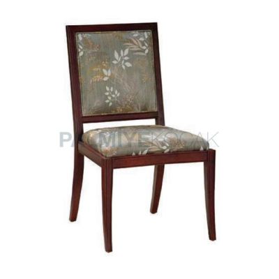 Rustik Ahşap Desenli Çiçek Kumaşlı Gri Sandalye